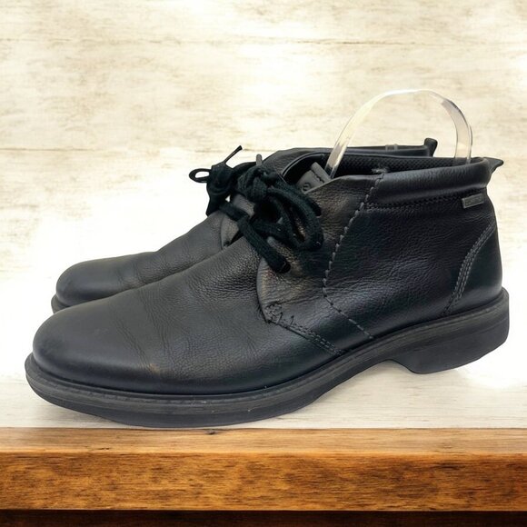 Ecco Men's Turn GTX Black Leather & GorTex Tie Chukka Boots Size 13 - Picture 1 of 7